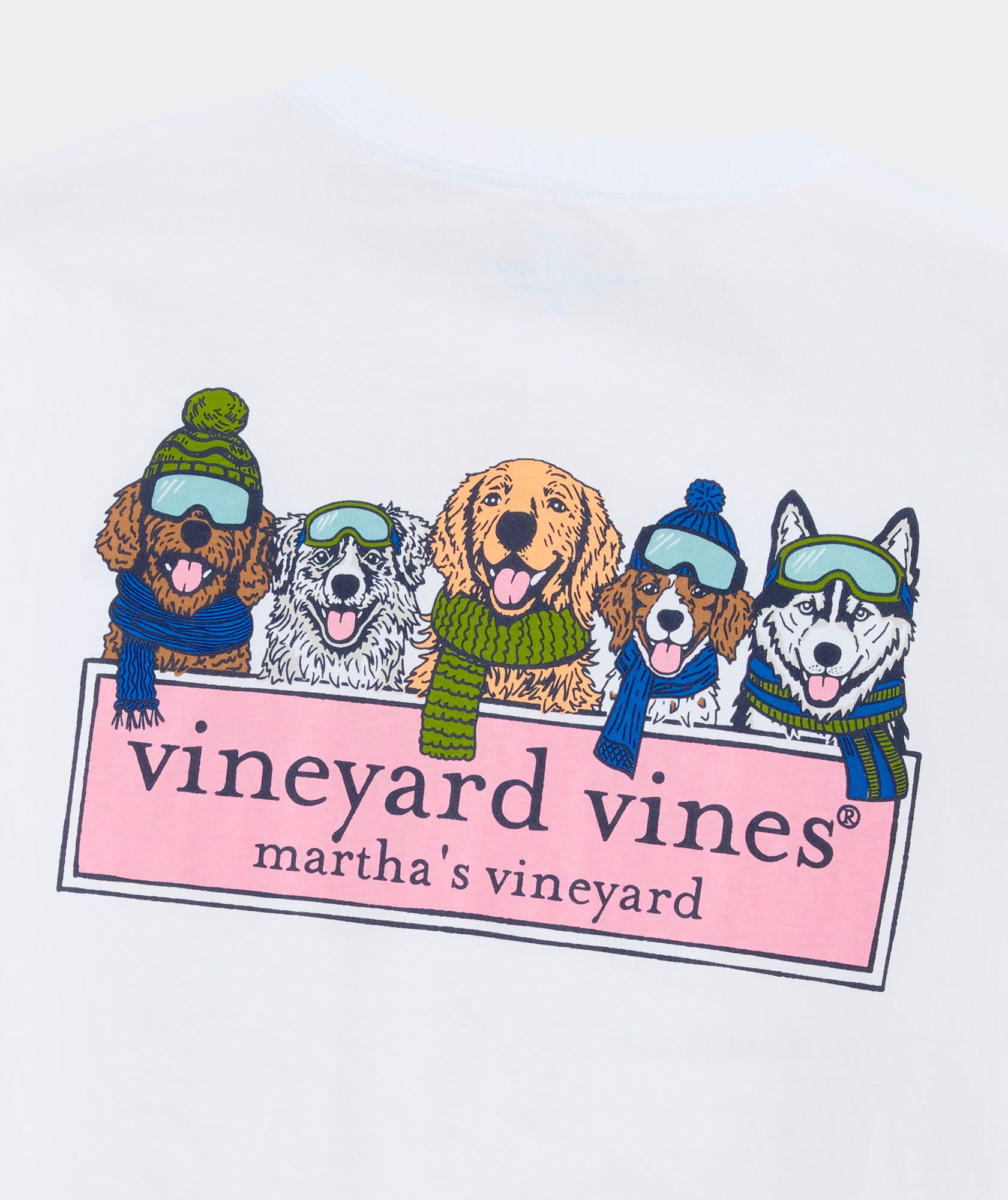Vineyard Vines - Playera de Manga Larga "Winter Pups Logo Box" (Hombre)