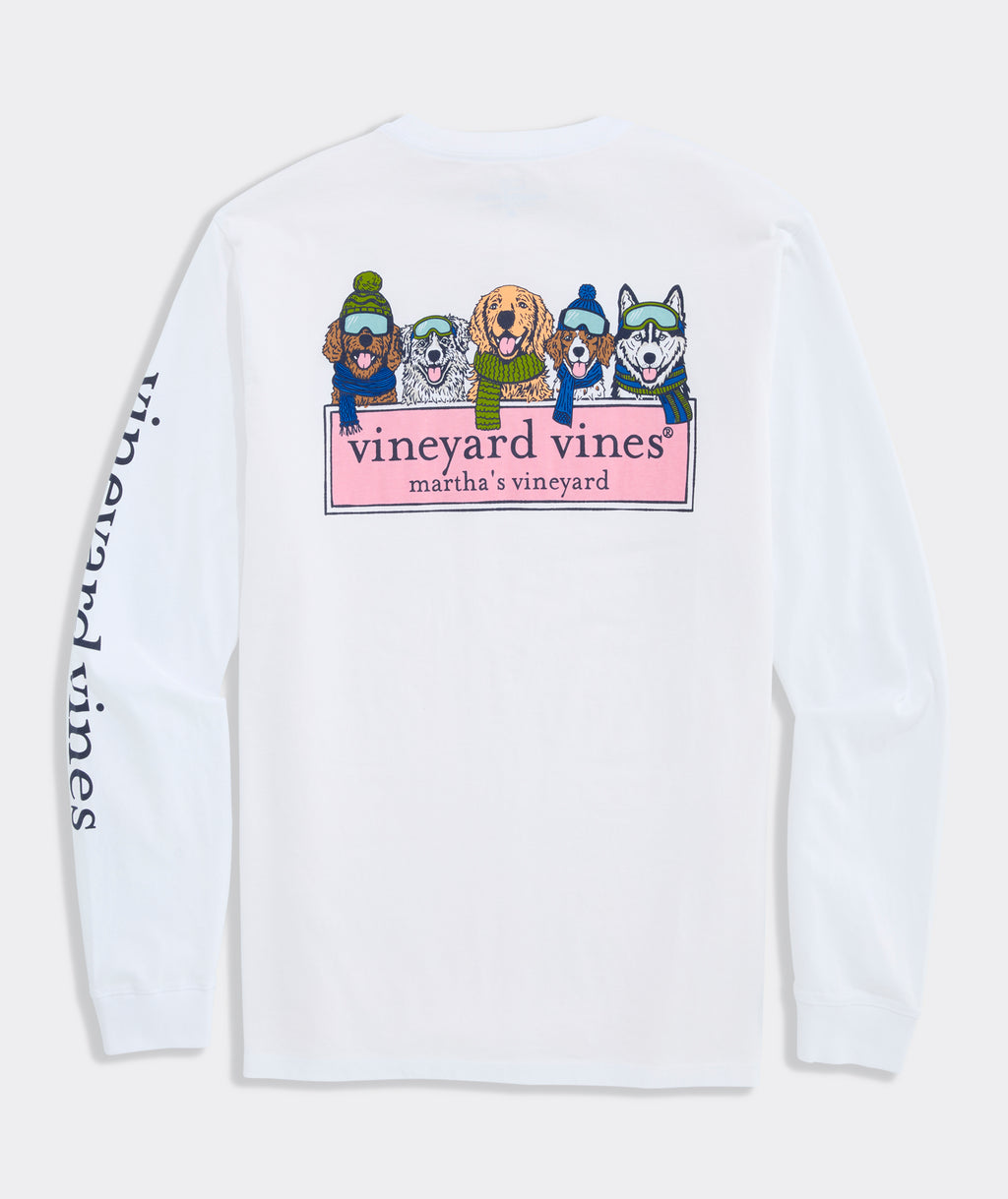 Vineyard Vines - Playera de Manga Larga "Winter Pups Logo Box" (Hombre)