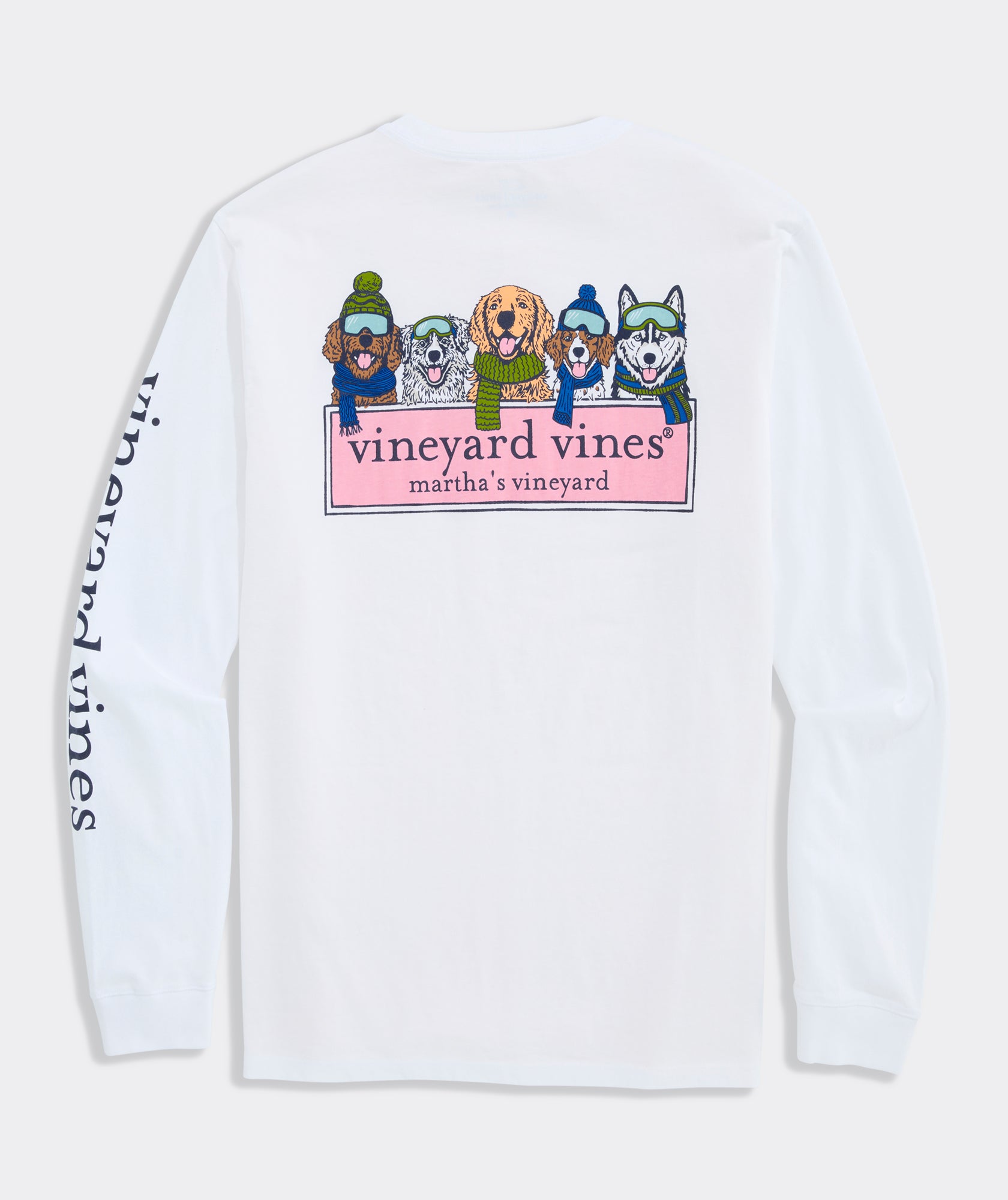 Vineyard Vines - Playera de Manga Larga "Winter Pups Logo Box" (Hombre)