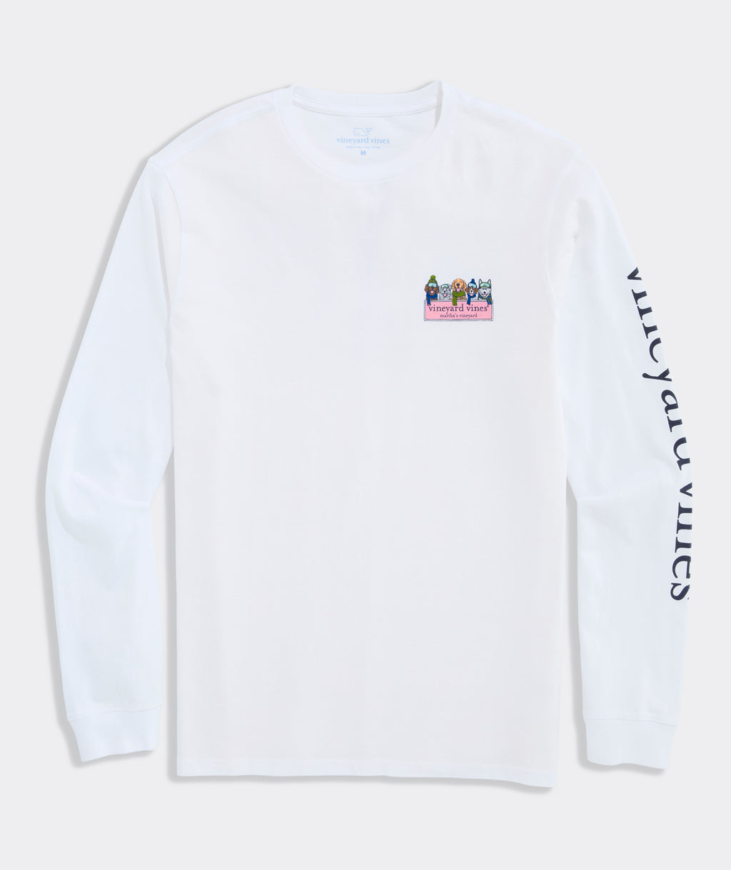 Vineyard Vines - Playera de Manga Larga "Winter Pups Logo Box" (Hombre)