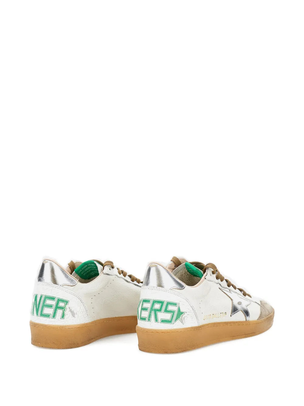 Golden Goose - Tenis "Ballstar (White, Silver & Green)"