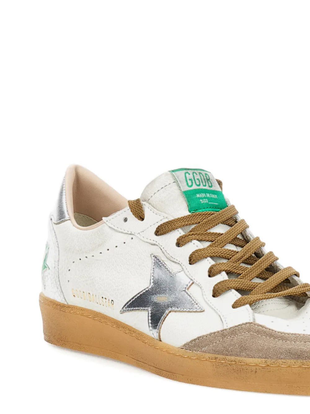 Golden Goose - Tenis "Ballstar (White, Silver & Green)"