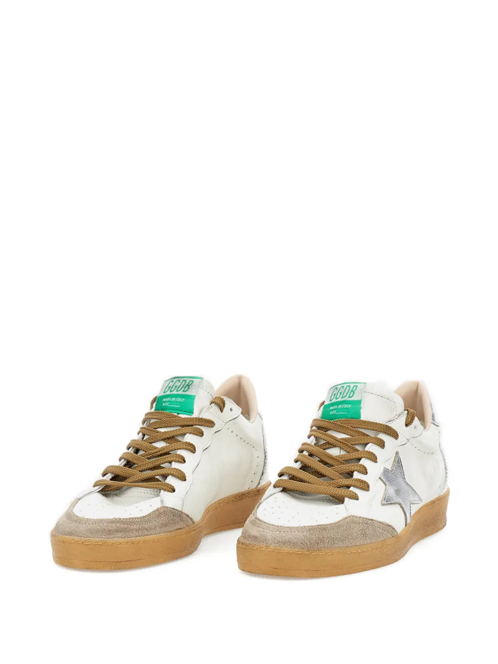 Golden Goose - Tenis "Ballstar (White, Silver & Green)"