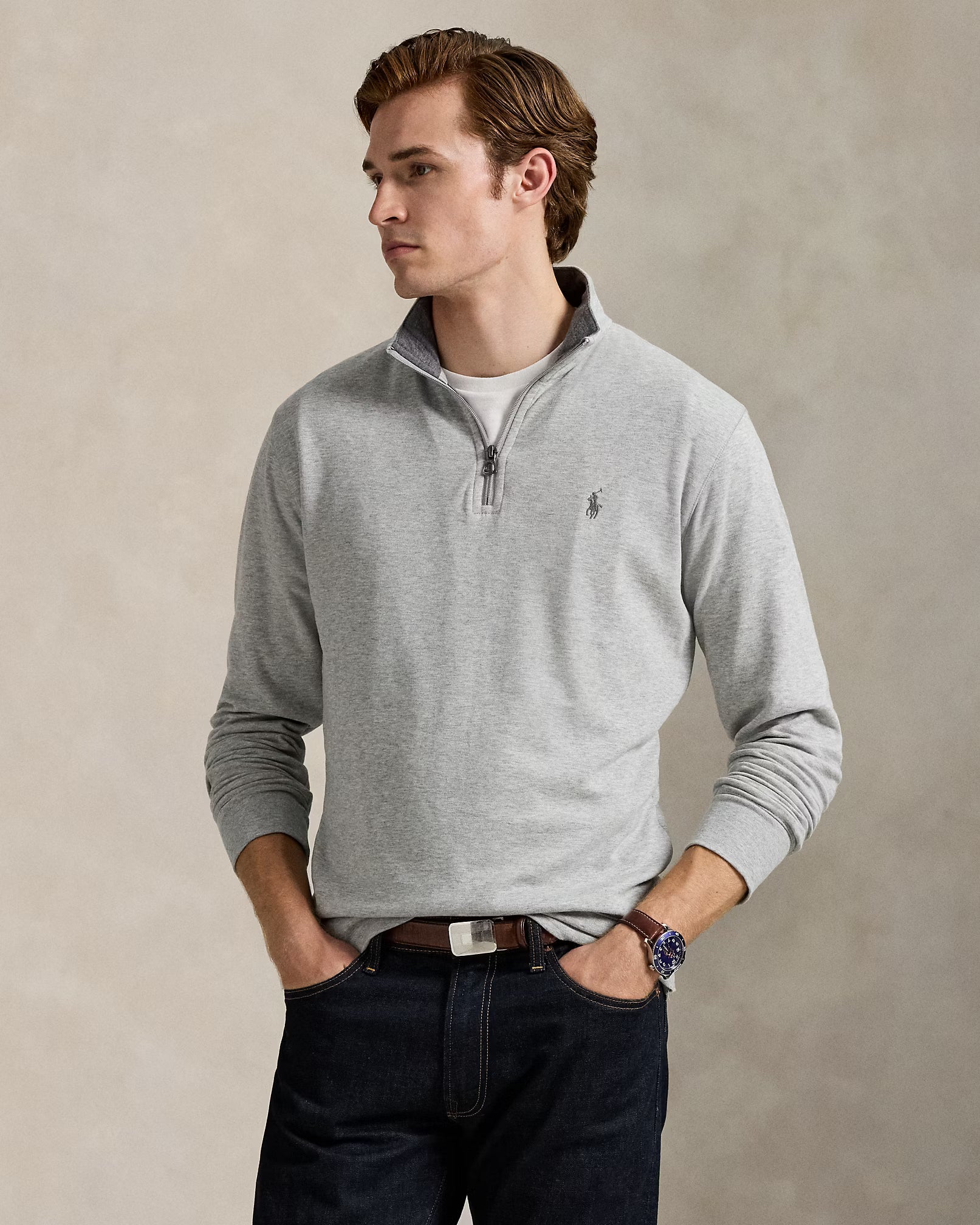 Polo Ralph Lauren - Suéter "Luxury Jersey Quarter-Zip Pullover" (Hombre)