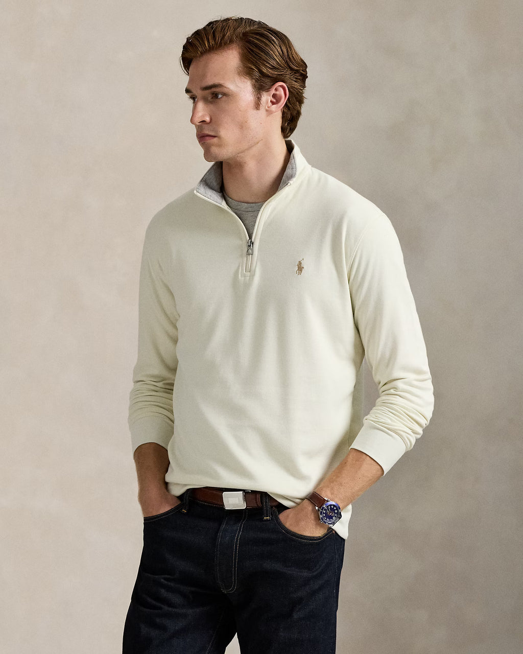 Polo Ralph Lauren - Suéter "Luxury Jersey Quarter-Zip Pullover" (Hombre)