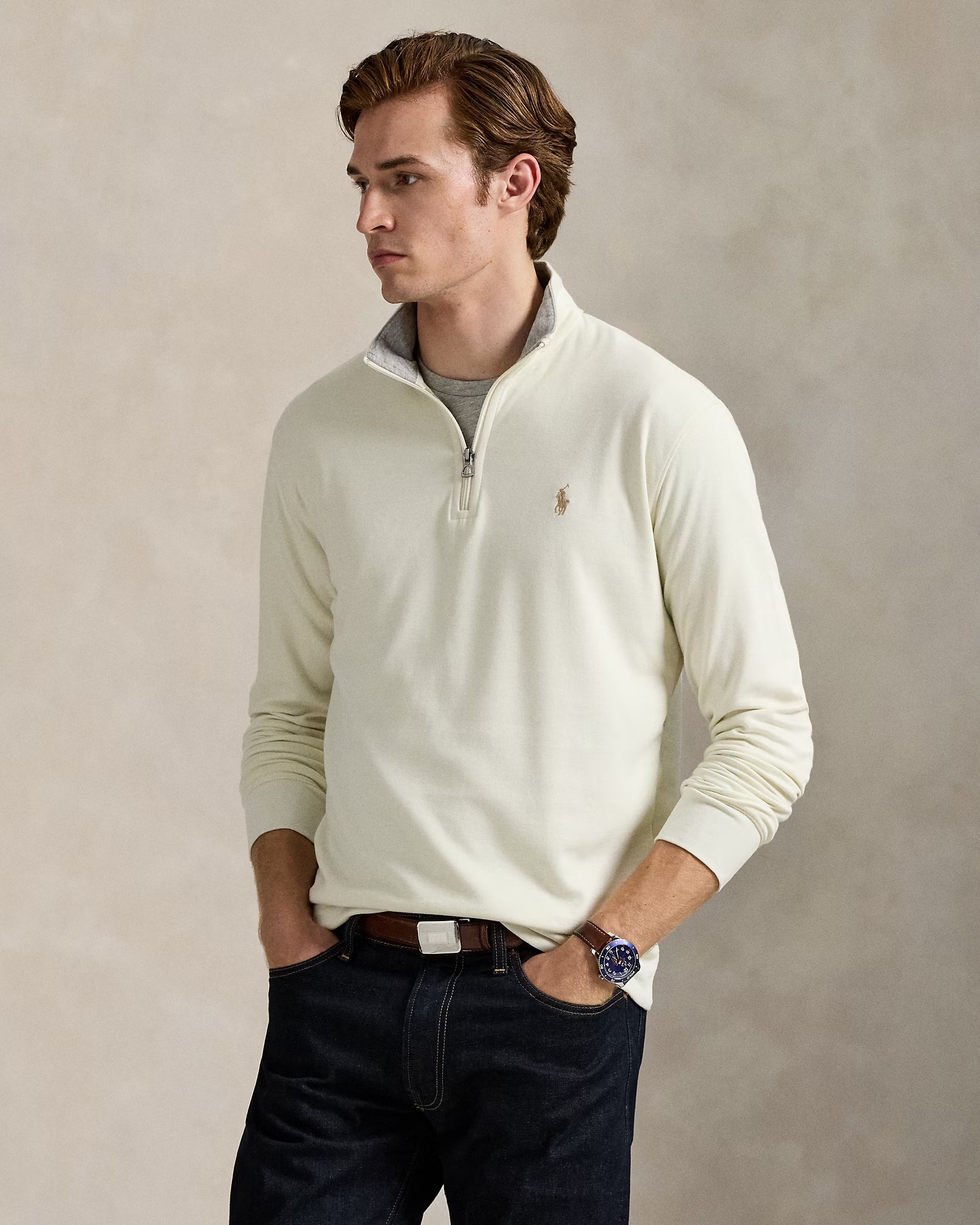 Polo Ralph Lauren - Suéter "Luxury Jersey Quarter-Zip Pullover" (Hombre)