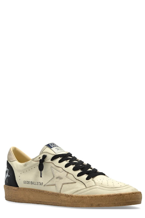 Golden Goose - Tenis "Ballstar (Cream, Black & Silver)" (Hombre)