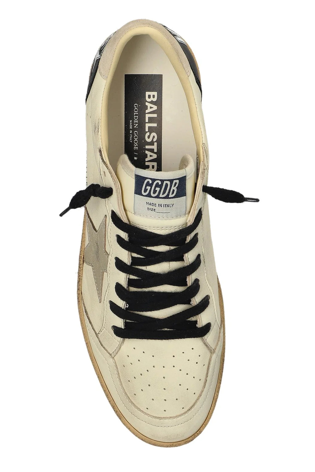 Golden Goose - Tenis "Ballstar (Cream, Black & Silver)" (Hombre)