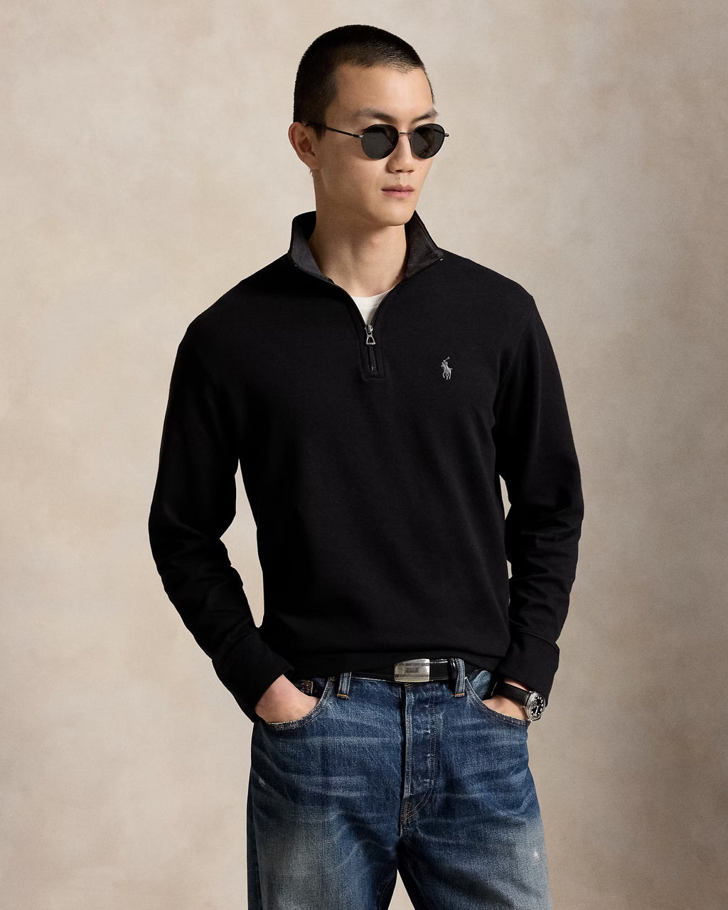 Polo Ralph Lauren - Suéter "Luxury Jersey Quarter-Zip Pullover" (Hombre)