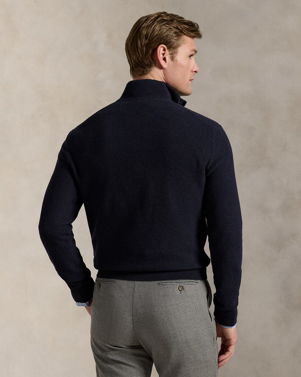 Polo Ralph Lauren - Suéter "Mesh-Knit Cotton Quarter-Zip" (Hombre)