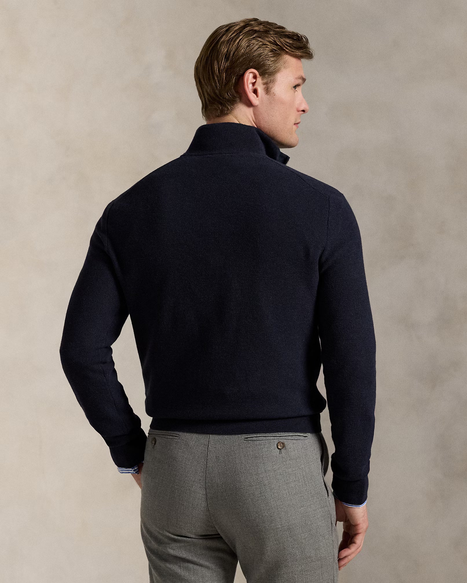 Polo Ralph Lauren - Suéter "Mesh-Knit Cotton Quarter-Zip" (Hombre)